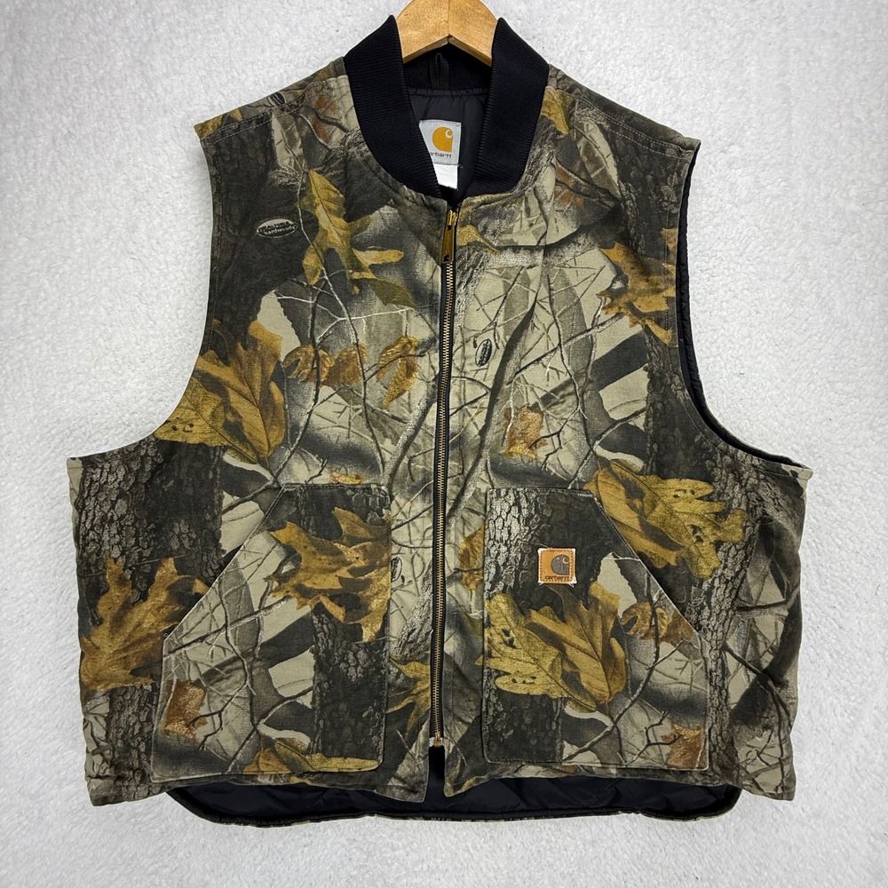 Carhartt Hunting Vest Arctic Quilt Lined Mens 2XL V20 CMO Camo RealTree EUC